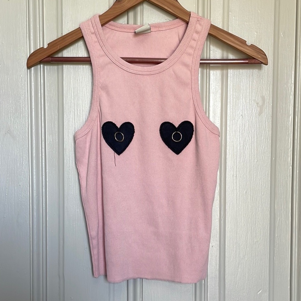 Heart Hardware Ribbed Knit Tank Top